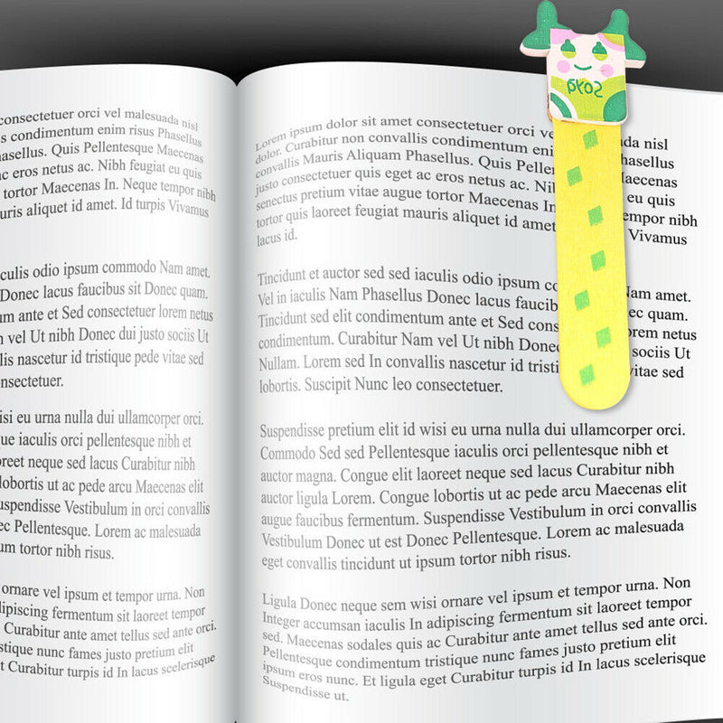 Cute Cartoon Wood Bookmark Book Page Paper Clip Student Stationery Supplies