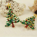 New Women Brooch Enamel Rhinestone Crystal Christmas Tree Pin Holiday Party Gift