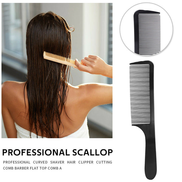 Curved Hair Clipping Cutting Arced Comb Flat Top Haircut Comb Brush (Black)