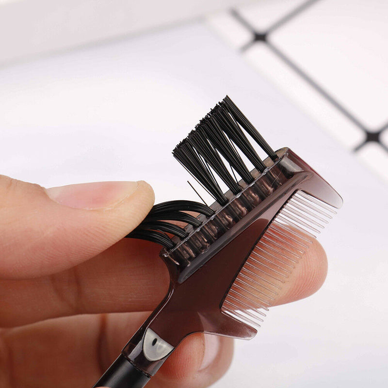 Women double-sides brow comb eyebrow brush wood holder make-up tool blackTOCA