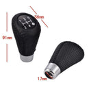 5 Speed Black Leather Universal Aluminum Manual Car Gear Shift Knob New