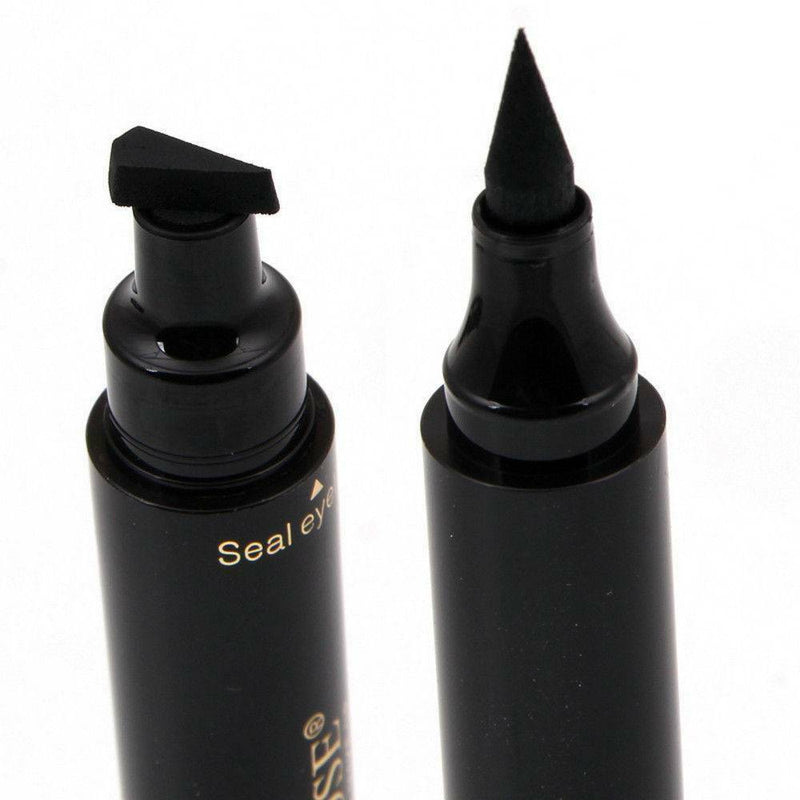 2 in 1 Pro Winged Eyeliner Stamp Waterproof Makeup Eye Liner Pencil Liquid Black