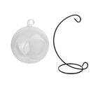 Crescent Iron Stand Hanging Candle Holder Succulent Pot 12cm_Flat Base Black