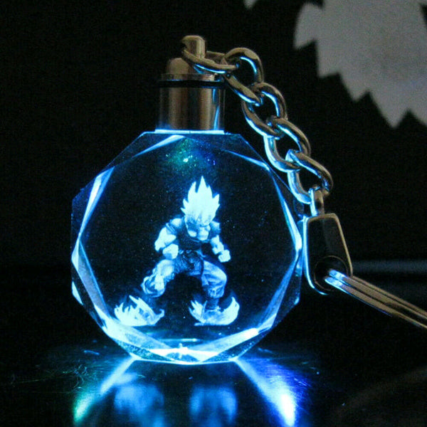 Dragon Ball Z Saiyajin Son Goku Trunks Crystal Key Ring Chain LED Light Pendant