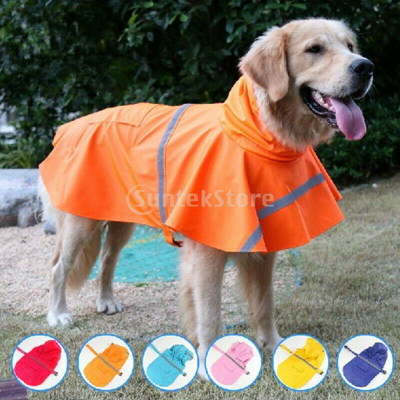 Reflective Dog Rain Coat Jacket Hooded Rainwear Poncho Slicker SM Yellow
