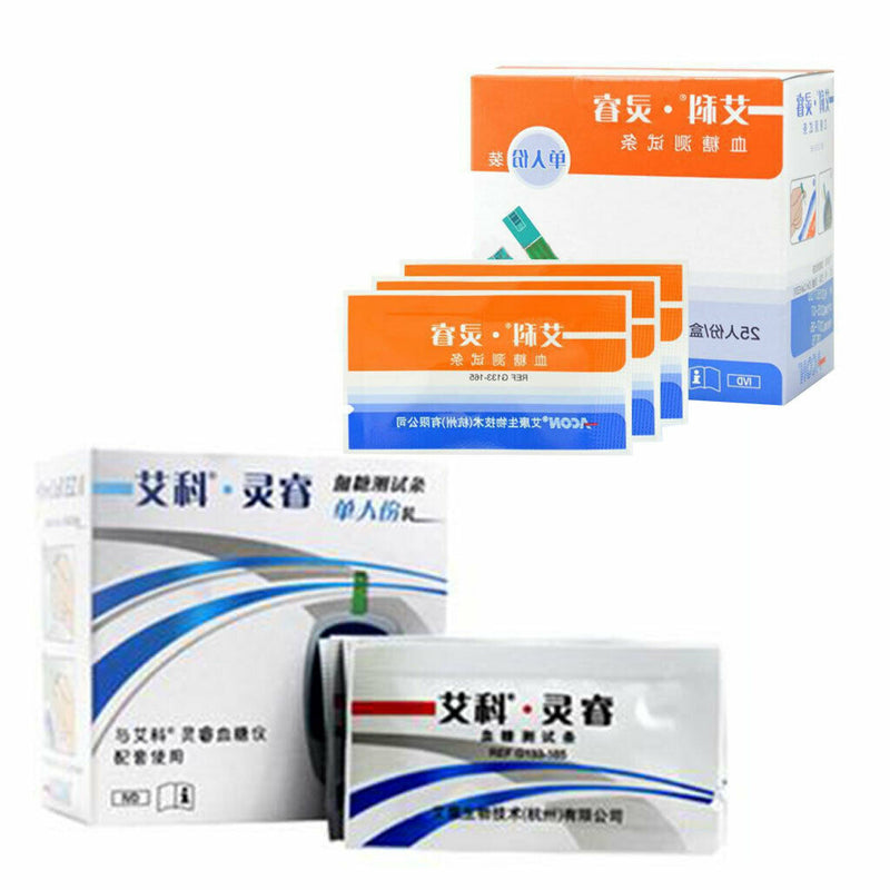 25Pcs Test Strips+ 25Pcs Lancets Needles For Blood Glucosemeter Glucose Diabetic