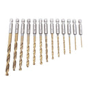 13Pc HSS Titanium Coated Drill Bit Set With 1/4inch Hex Shank L4S6
