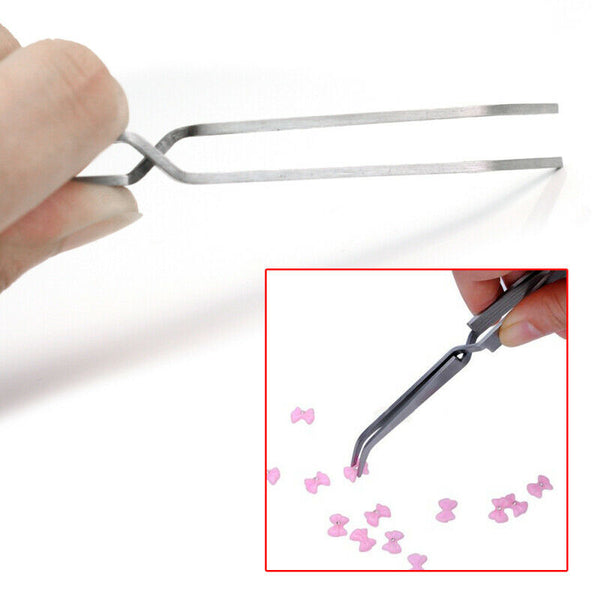 1pc Nail Art Angle Curved Tweezer Rhinestones Picking Tool Makeup Nipper C BCX