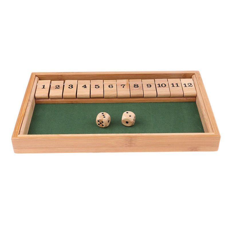 Wood Deluxe 1-12 Number Shut the Box Dice Board Game Entertainment for Club