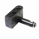 2 Usb Supply Charger + Dual Plugs Car Cigarette Lighter Extender Splitter C