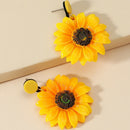 Exaggerated Sunflower Ear Dangle Korean Women Studs Earrings Jewelry Gift