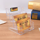 4 Pocket Desktop Clear Acrylic Business Card Holder Countertop Display Stand ME