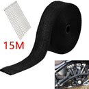15M Titanium Alloy Wrapped Exhaust Pipe Black Fiberglass Insulation Tape +
