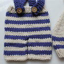 Cute Infants Photo Shoot Suspender Trousers Knit Hat 2pcs Newborn Baby Set