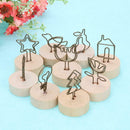 9pcs Round Wooden Base Memo Photo Holder Card Paper Note Clip