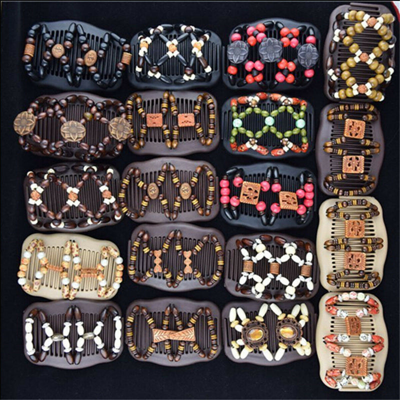 1pc Magic Butterfly Shape Wood Beads Stretchy Hair Styling Slide Clip Updo Combs