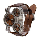Oulm Men's Watch with Brown 3-Movt Dial Brown 23mm Stainless Steel Band