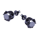 Men Women Stainless Steel Black Round Cubic Ear Studs Earrings 3mm-8mm 6Pair Hn