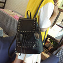 Fashion Women PU Leather Rivet Backpack Casual Girls School Bag Black