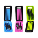 3pc Food Grade Folding Tableware Set Combination Spoon Chopsticks Fork Quality