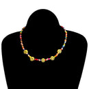 Boho Women Smile Face Choker Colorful Beads Chain Charm Necklace Jewelry GifFT