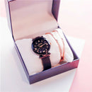 Ulzzang Crystal Star Sky Women Watches Lady Steel Strap Magnetic Buckle Bra
