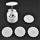4 Stamps Flower Mooncake Moon Cake Diy Round Mold Baking Craft Tool Set ME