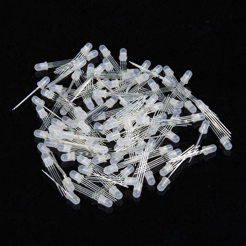 100Pcs Ultra-Bright 5mm 4 Pin RGB Diffused Common Anode LED Red Green Blue