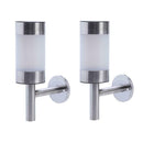 2 STAINLESS STEEL SOLAR POWERED LED WALL LIGHT FENCE LAMP OUTDOOR GARDEN LI A