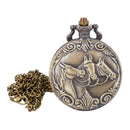 Retro Bronze Three Horses Quartz Pocket Watch for Men