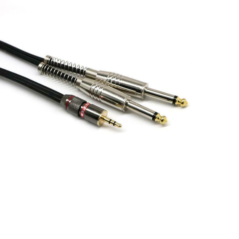 1x 3.5mm To 6.35mm Plug Splitter Adaptor Audio Cable for Mixer Amplifier Speaker