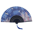 Hand Held Silk Folding Fans with Bamboo Frame, Cherry Blossom and ButterflieL4V6