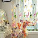 Butterfly Sheers Curtains Voile Tulle Floral Window Door Curtain Scarf Valanc FT