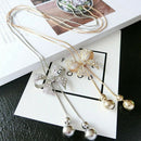 Women Necklace Alloy Bow Pendant Hanging Curb Chain Long Chain Costume Jewe