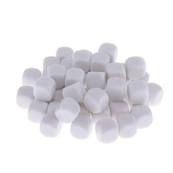 50Pieces Square Edge Blank Dices D6 Six Sided RPG Gaming Dice Gift 18mm