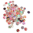 100 Assorted Flower Wooden Painted Buttons Sewing Crafting Scrapbooking 25mm