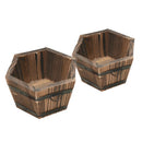 2PIECE Wooden Planter Whiskey Barrel Flower Hexagon Top Box for Garden Home S+M