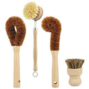 Plant Based Cleaning Brush Set 4 Piece, Beech Wood and Coconut Bristle Wood V2K2