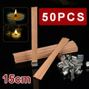 100Pcs Wooden Candle Wicks Cores Metal Clips Soap Making Craft Kit Fit for Party