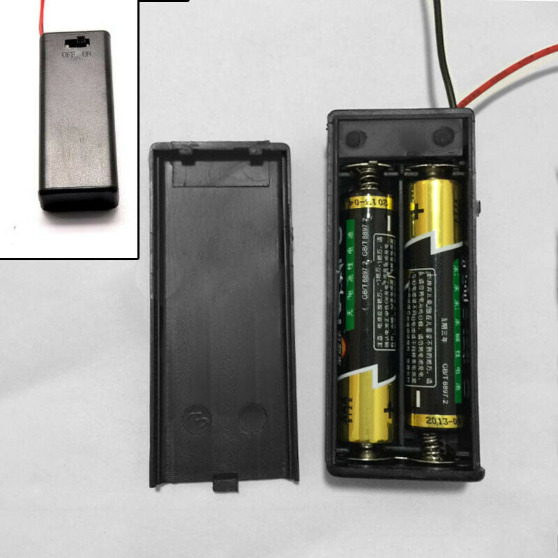 Hot 2x AAA Battery 3V Holder Box Case with ON/OFF Switch Black Battery ...