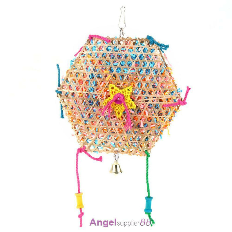 Bell Six Angle Wooden Swing Parrot Bird Toys Bird Cage Accessories