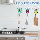 3pcs Cute Owl Durable Kids Bedroom Bag Robe Clothes Hanging Wall Hook Home Decor