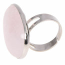 Lady Rose Quartz Heart Love Adjustable Ring 1.4x1.1" F4C4