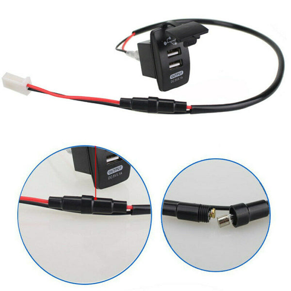 Waterproof Dual USB Port Charger 12-24V 3.1A Motorcycle Car Socket LED Plug QQL