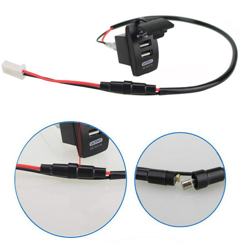 Waterproof Dual USB Port Charger 12-24V 3.1A Motorcycle Car Socket LED Plug QQL
