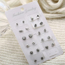 11 Pairs Simple Flower Leaf Earrings Women Ear Studs Pendent Jewelry Gift