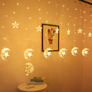 LED Curtain String Light Star Moon Plug Fairy Night Light  (EU Warm Light)