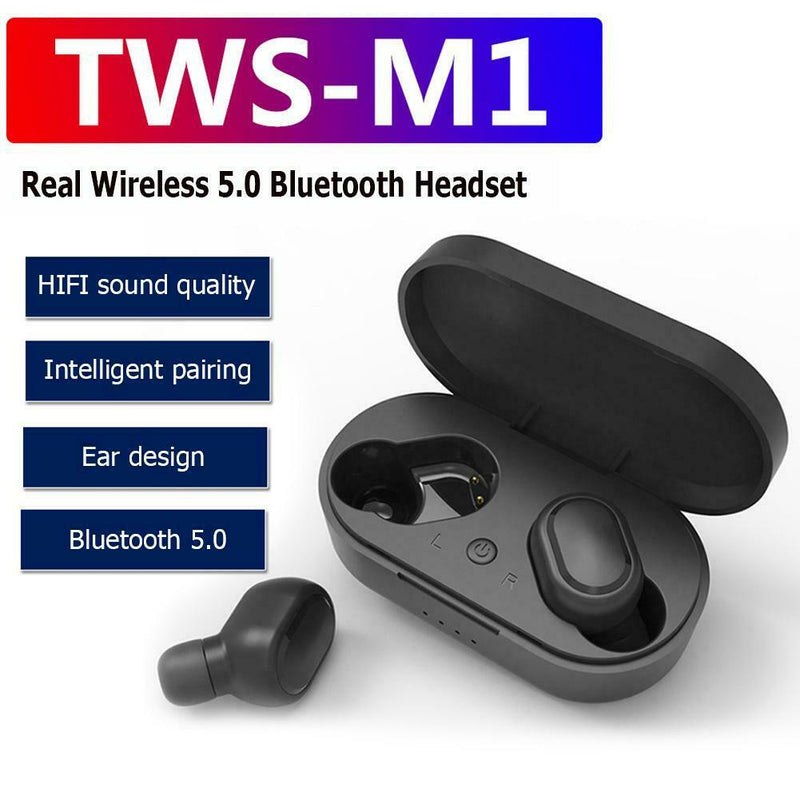 A6S Bluetooth TWS Earphones Stereo Handsfree In-Ear Headset w/ Mic (Black) SN9F