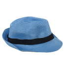 Unisex Fashion Summer Beach Panama Sun Hat Cuban Style Cap Blue