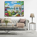 Painting By Numbers Kit DIY Seaside Pavilion Canvas Oil Art Picture Craft